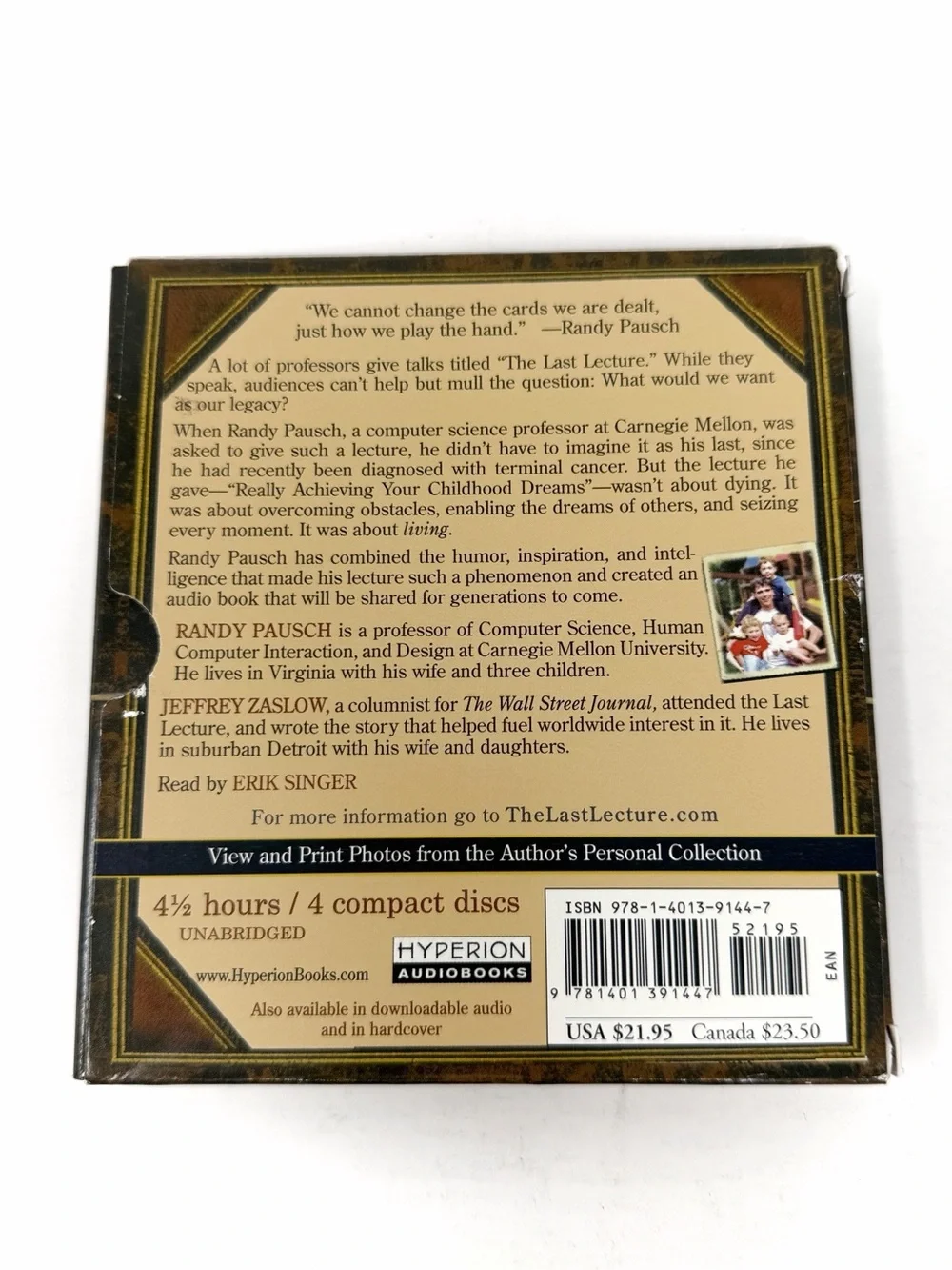 The Last Lecture Audiobook CD Randy Pausch Unabridged 4 Disc Set - Picture 2 of 4